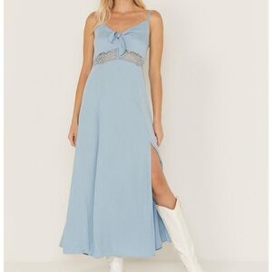 Idyllwind Blue Women's Wisteria Tie Front Sleeveless Maxi Dress Size S NWT